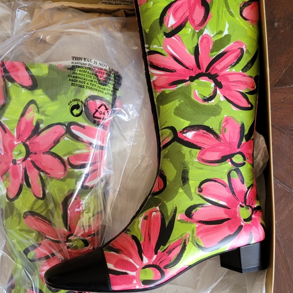 Michael Kors Collection Anita Runway Floral Print Knee Boots Made in Italy